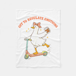 Off to Regulate Emotions Funny Goose Scooter Fleece Blanket