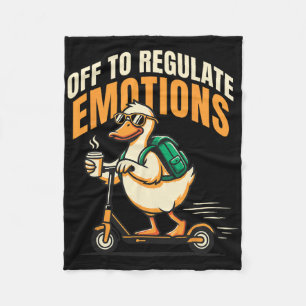 Off To Regulate Emotions Funny Goose Scooter Menta Fleece Blanket