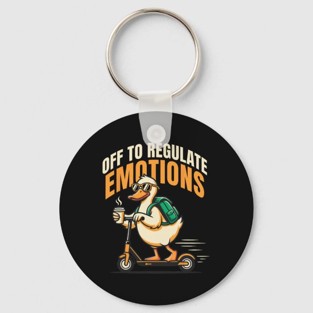 Off To Regulate Emotions Funny Goose Scooter Menta Key Ring (Front)
