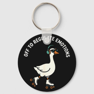 Off to regulate emotions funny goose skating menta key ring