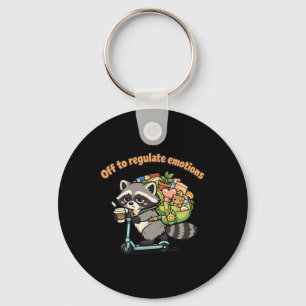 Off To Regulate Emotions Funny Racoon Scooter Hum Key Ring