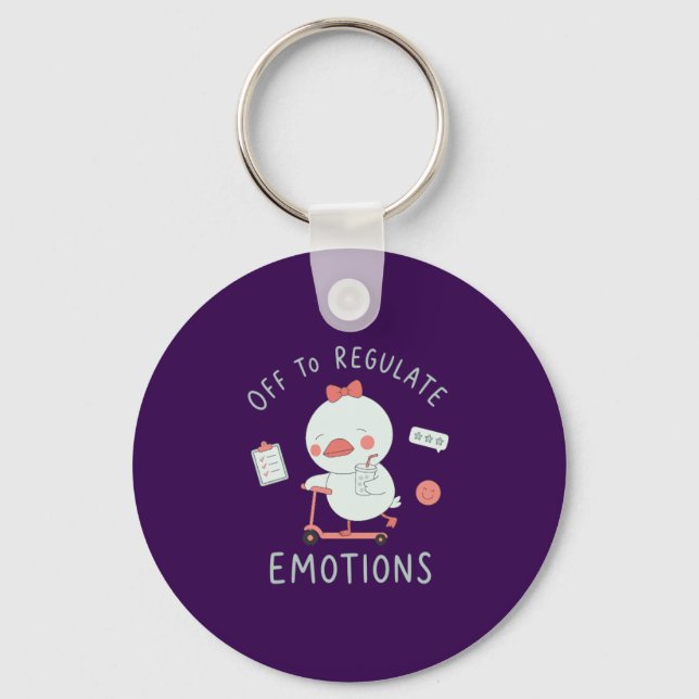 Off To Regulate Emotions Funny Therapy Duck  Key Ring (Front)