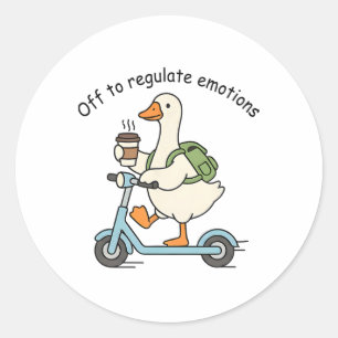Off To Regulate Emotions, Goose Sel Counsellor, Me Classic Round Sticker