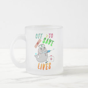 Off To Save Lives Frosted Glass Coffee Mug