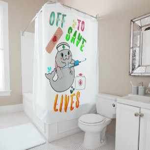 Off To Save Lives graduate therapist med wet-nurse Shower Curtain