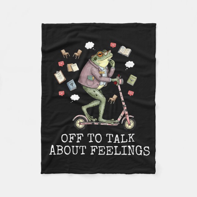 Off to talk about feeling funny frog counselorOff  Fleece Blanket (Front)