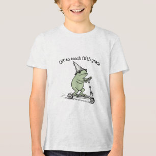 Off to Teach Fifth Grade Froggy Cute Frog Tri-Blend Shirt