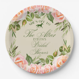 Off to the altar Derby Floral Bridal Shower Paper Plate