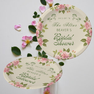 Off to the altar Derby Floral Bridal Shower Paper Plate