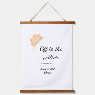 Off to the altar orange cap hat bridal shower name hanging tapestry