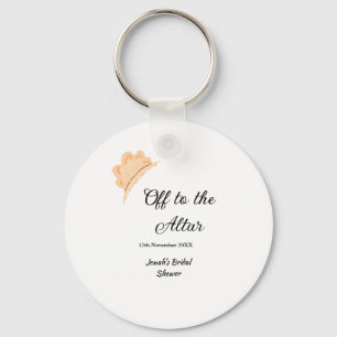 Off to the altar orange cap hat bridal shower name key ring