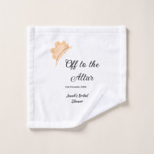 Off to the altar orange cap hat bridal shower name wash cloth