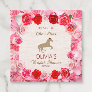 Off to the Altar Red Roses Bridal Shower Favour Tags