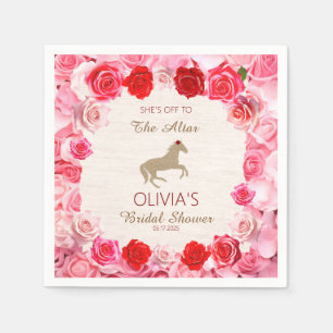 Off to the Altar Red Roses Bridal Shower Napkin