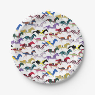 Off to the Horse Races Jockey Silk Pattern Paper Plate