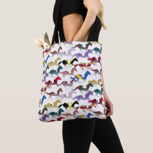 Off to the Horse Races Jockey Silk Pattern Tote Bag