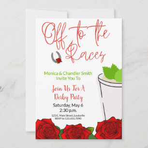 Off to the Races Horse Racing Party Red Roses Invitation