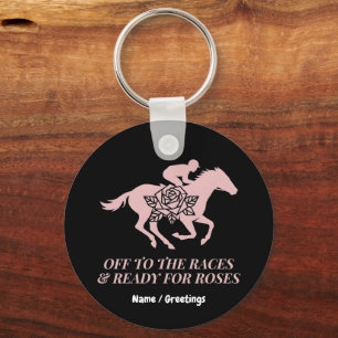 Off to the Races & Ready for Roses Horse Racing Key Ring