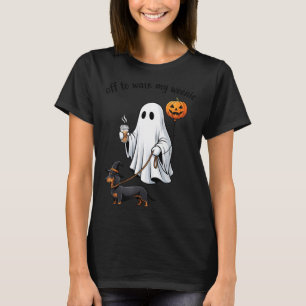 Off To Walk Weenie Funny Dachshund Halloweenie T-Shirt