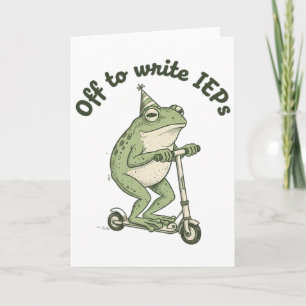 Off To Write Ieps Funny Frog Special Education Tea Card