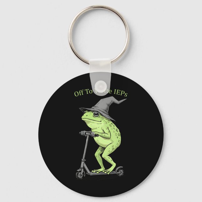 Off To Write Ieps Funny Frog Teacher School Psycho Key Ring (Front)