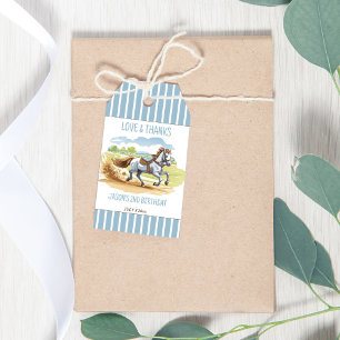 Off two the races equestrian birthday favour gift tags