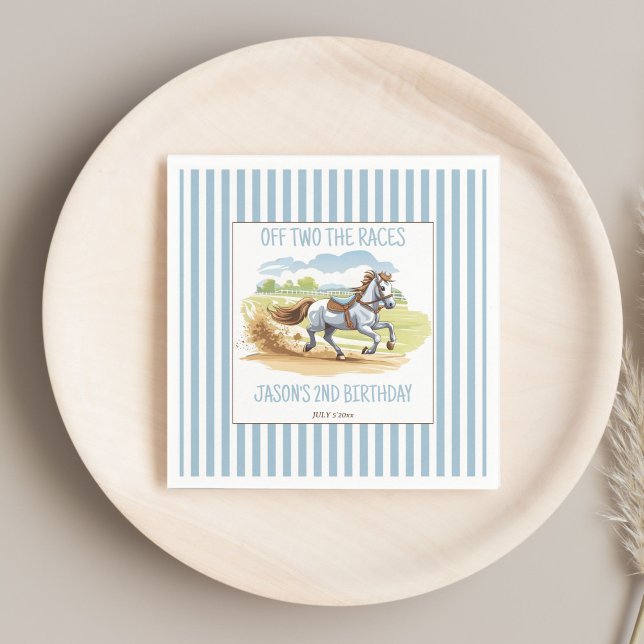 Off two the races equestrian birthday printed napkin (Off two the races horses equestrian pony birthday party printed napkins personalized tableware decor)