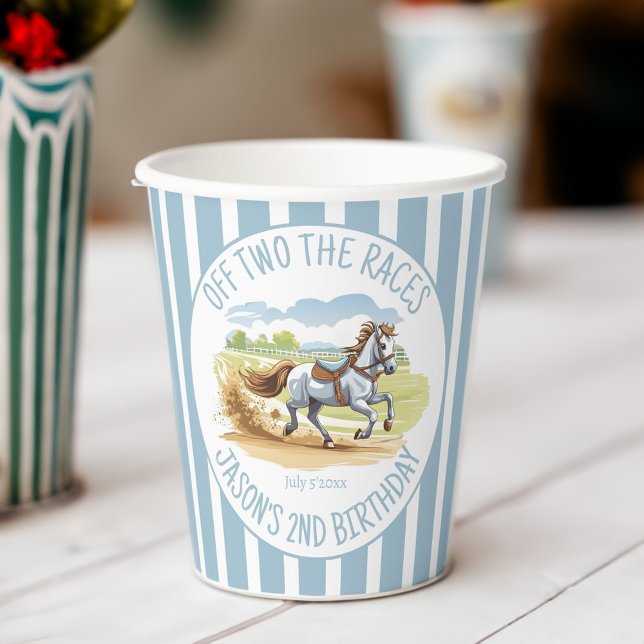 Off two the races equestrian derby party printed paper cups (Off two the races horses equestrian derby party printed paper cups personalized tableware decor)