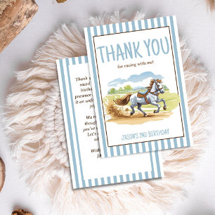 Off two the races horse equestrian derby birthday thank you card