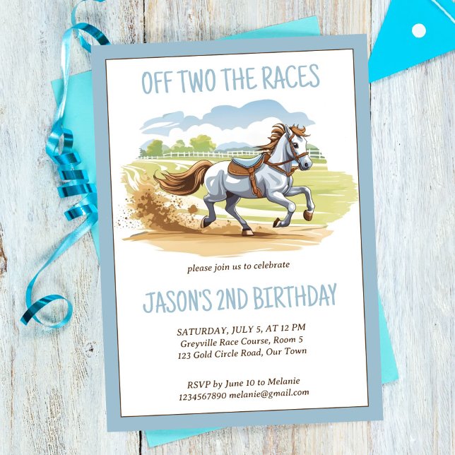 Off two the races horse equestrian pony birthday invitation (Off two the races horse equestrian pony birthday party invitation template digital download)