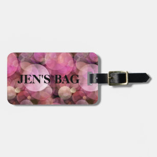 "Off We Go" Pink Bubbles Custom Name Luggage Tag
