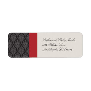 Off White and Black Damask Wedding Labels
