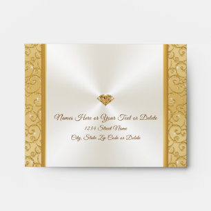 Off White and Gold Wedding Envelopes, Many Sizes Envelope
