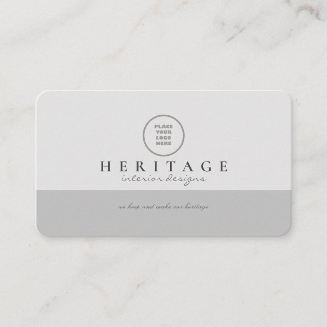 Off White and Grey Professional Social Media Logo Business Card (Front)