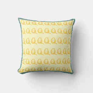 Off white and mustard yellow CATS modern pillow
