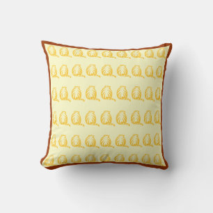 Off white and mustard yellow CATS modern pillow