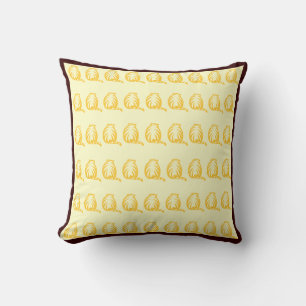 Off white and mustard yellow CATS modern  pillow