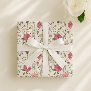 off white bg, Floral watercolor elegant event  Wrapping Paper