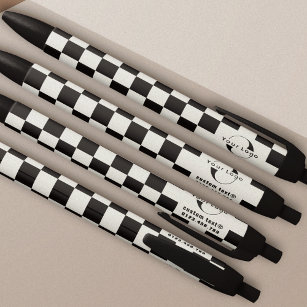 Off white Business logo Company brand Checkers Black Ink Pen