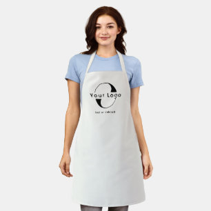 Off white Business logo + text Company brand Long Apron