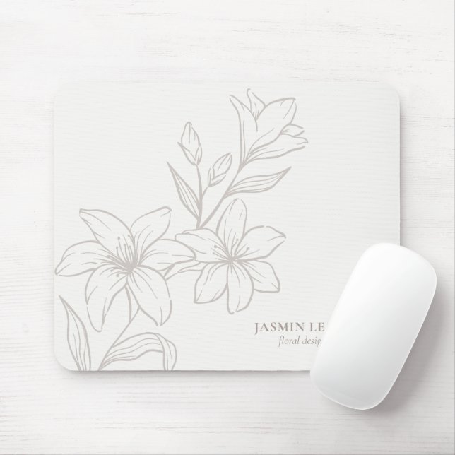 Off-White | Chic Minimal Floral  Mouse Mat (With Mouse)