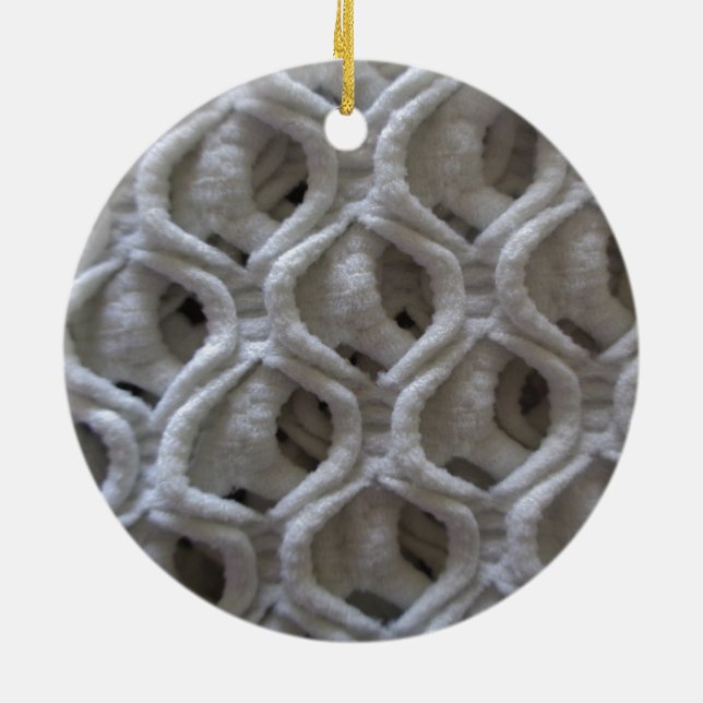 Off-White Coloured Crochet Fabric Look Ceramic Tree Decoration (Back)