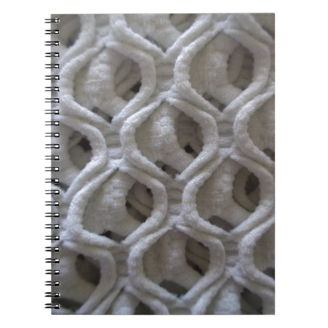 Off-White Coloured Crochet Fabric Look Notebook (Front)