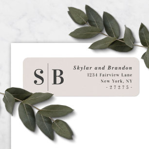 Off-White Ecru Monogrammed Wedding Return Address