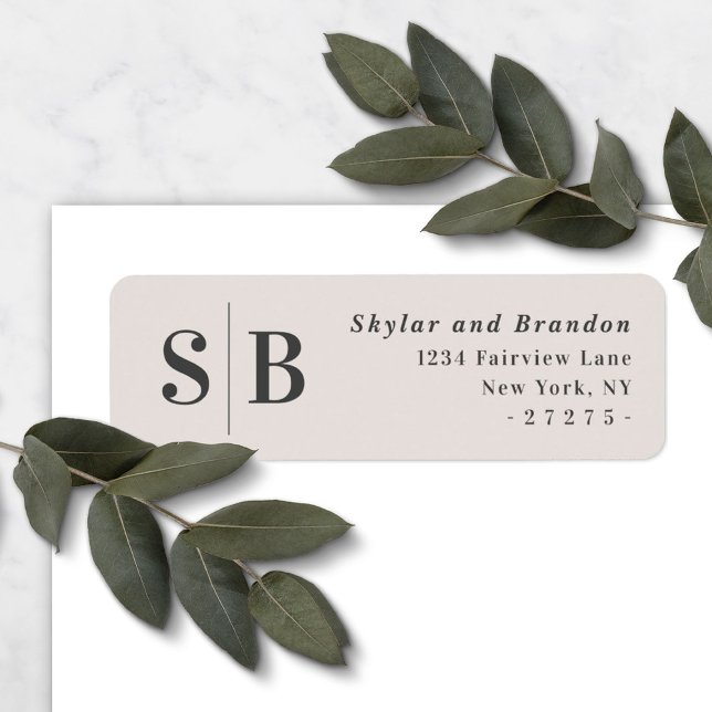 Off-White Ecru Monogrammed Wedding Return Address (Creator Uploaded)