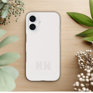Off White Grey Initials Monogram Simple Minimal  iPhone 16 Case