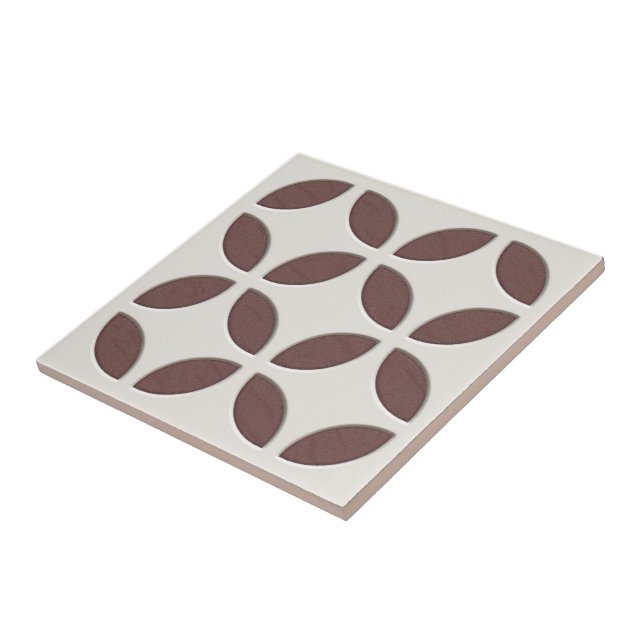 Off-White Ivory Dark Brown Ethnic Mosaic Art Tile (Side)