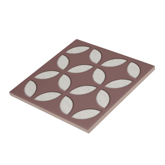 Off-White Ivory Dark Brown Ethnic Mosaic Art Tile (Side)