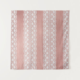 Off-White Lace on Metallic Rose Golden Cloth Textu Tapestry