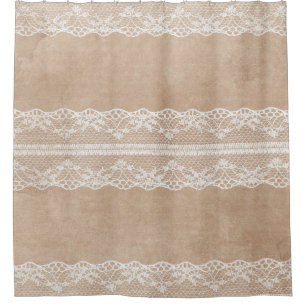Off-White Lace on Vintage Paper Texture with subtl Shower Curtain